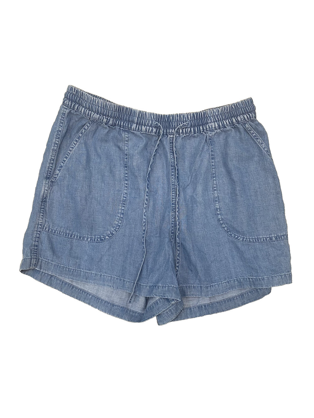 Quince Size M Casual Beach Tencel Garden Elastic Waist Shorts Drawstring Denim